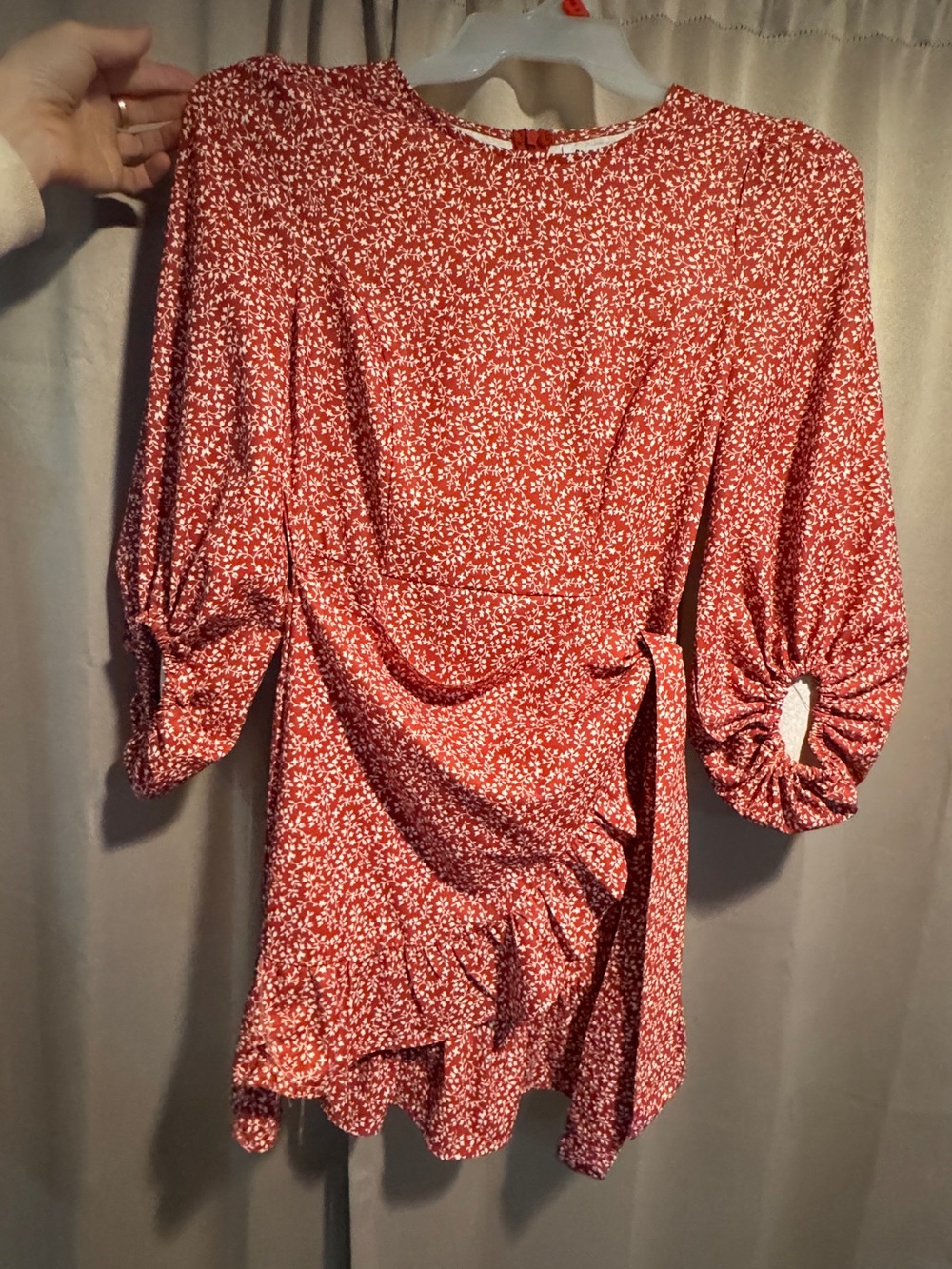Princess Polly Red Floral Ruffle Wrap Dress - Women